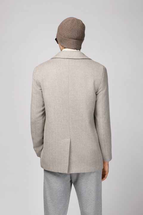 Medium Grey Wool Patterned Double-Breasted Coat
