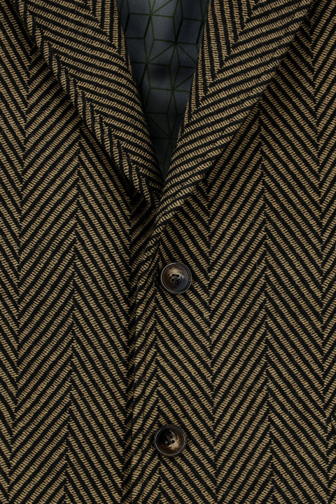 Dark Brown Wool Patterned Classic Coat