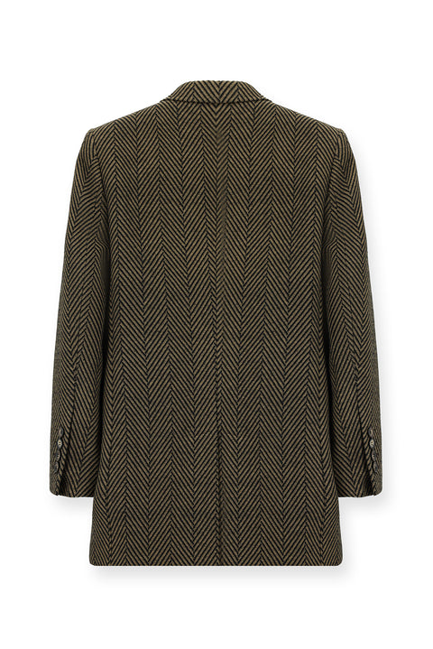 Dark Brown Wool Patterned Classic Coat