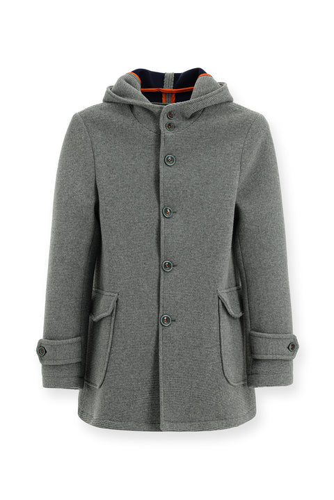 Medium Grey Wool Hooded Italian Coat
