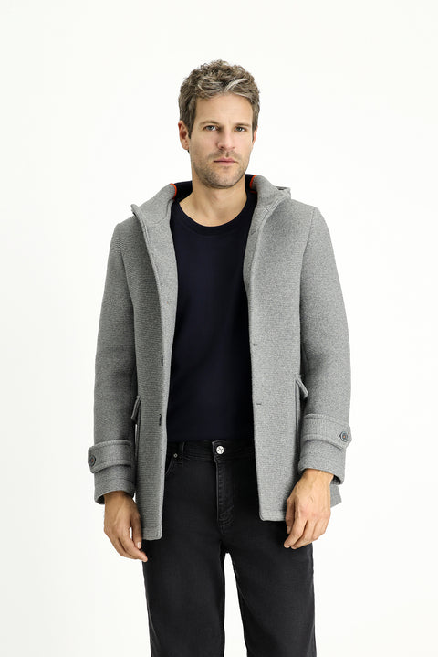 Medium Grey Wool Hooded Italian Coat