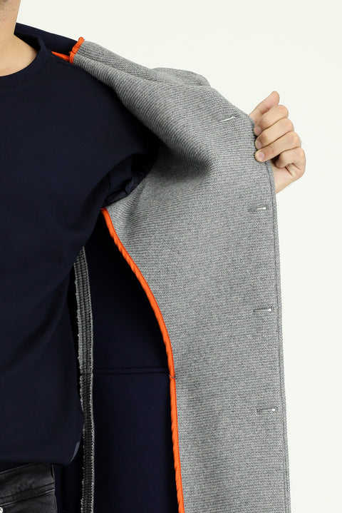 Medium Grey Wool Hooded Italian Coat