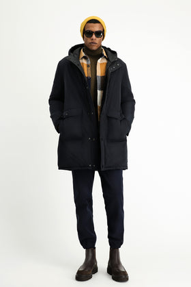 Dark Navy Hooded Reversible Padded Sports Jacket