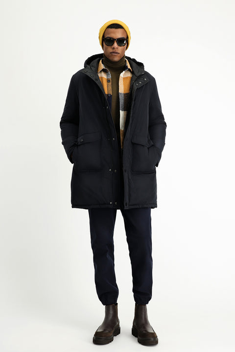 Dark Navy Hooded Reversible Padded Sports Jacket