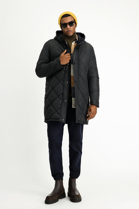 Dark Navy Hooded Reversible Padded Sports Jacket
