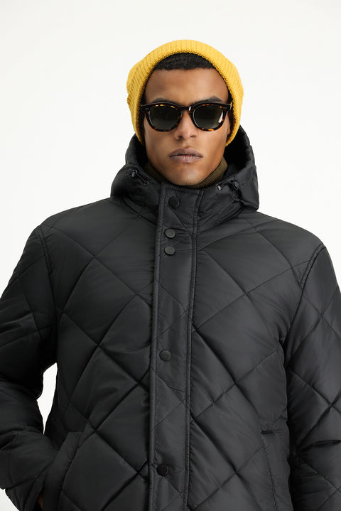 Dark Navy Hooded Reversible Padded Sports Jacket