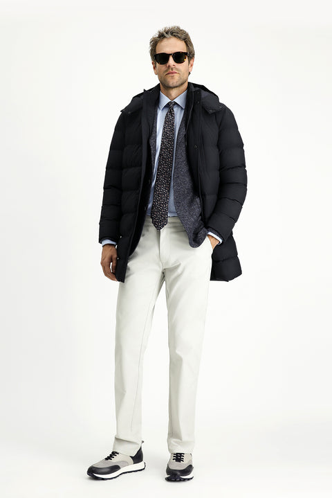 Dark Navy Slim Fit Narrow Cut Hooded Sport Puffer Jacket