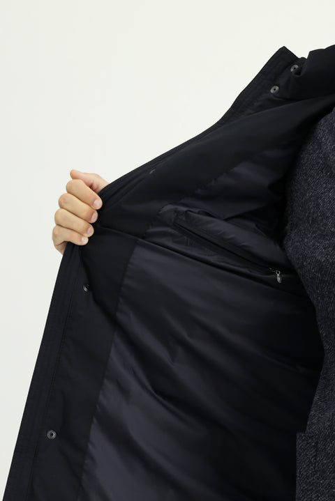 Dark Navy Slim Fit Narrow Cut Hooded Sport Puffer Jacket