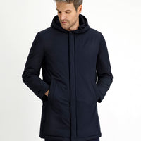Dark Navy Slim Fit Narrow Cut Hooded Sport Puffer Jacket