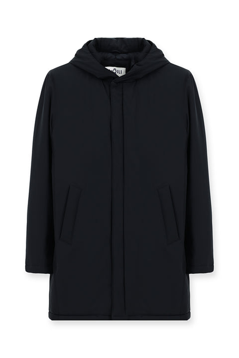 Dark Navy Slim Fit Narrow Cut Hooded Sport Puffer Jacket