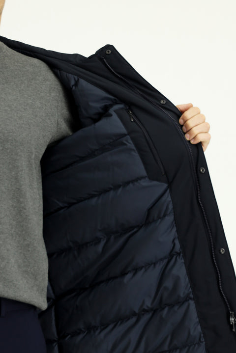 Dark Navy Slim Fit Narrow Cut Hooded Sport Puffer Jacket