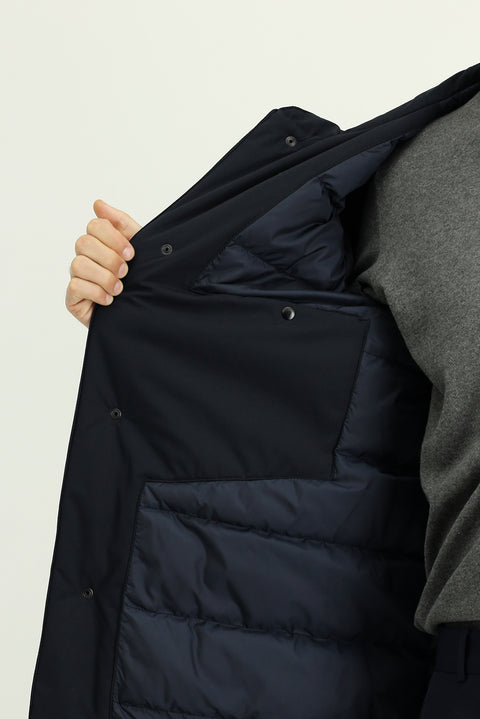 Dark Navy Slim Fit Narrow Cut Hooded Sport Puffer Jacket
