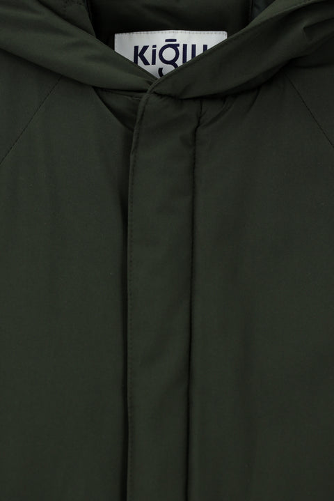 Orta Haki Slim Fit Dar Kesim Kapüşonlu Spor Şişme Kaban