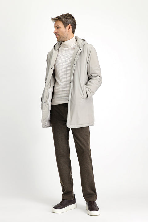 Medium Mink Slim Fit Narrow Cut Hooded Sport Puffer Jacket