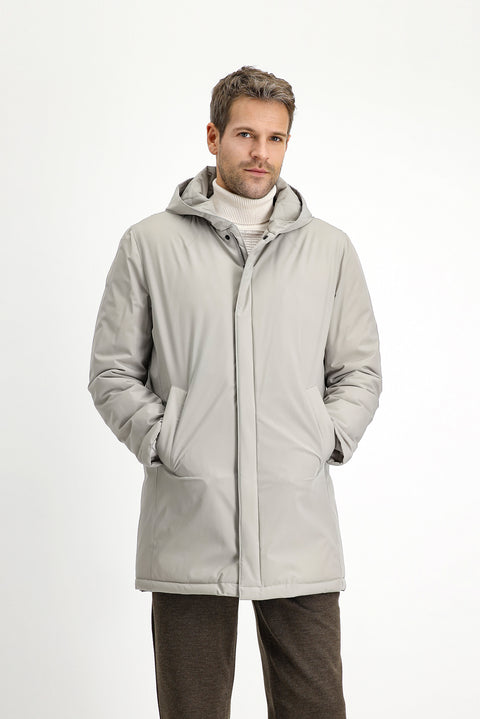 Medium Mink Slim Fit Narrow Cut Hooded Sport Puffer Jacket