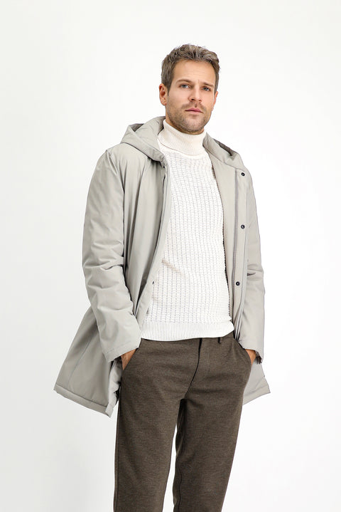 Medium Mink Slim Fit Narrow Cut Hooded Sport Puffer Jacket