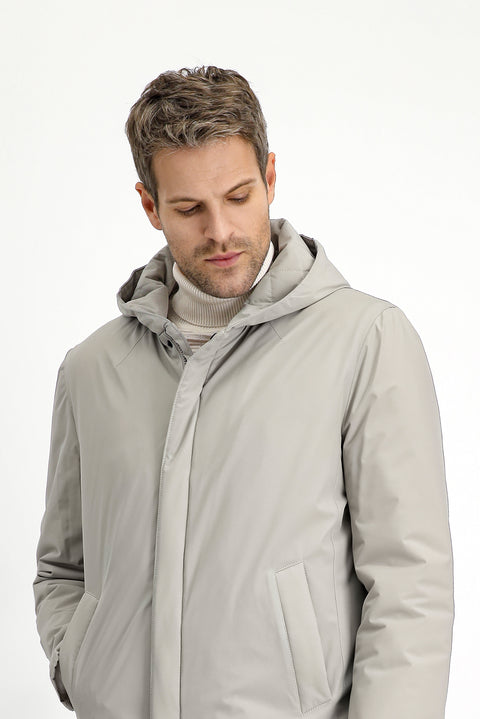 Medium Mink Slim Fit Narrow Cut Hooded Sport Puffer Jacket