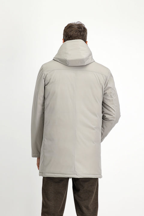 Medium Mink Slim Fit Narrow Cut Hooded Sport Puffer Jacket