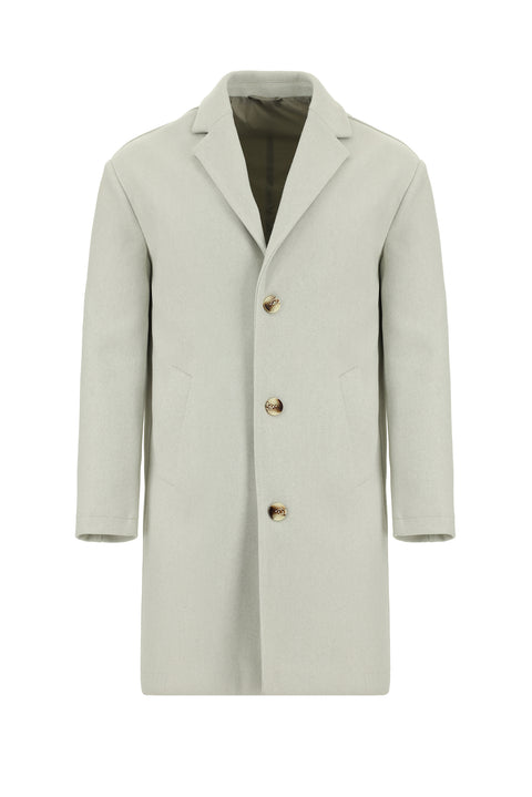 Mid-Grey Stand-Up Collar Oversized Extra Comfortable Fit Pocketed Button-Up Classic Coat