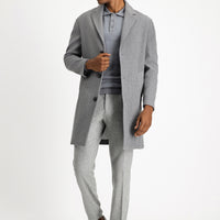 Medium Anthracite Single Lapel Oversized Extra Comfortable Fit Pocketed Button-Up Classic Coat