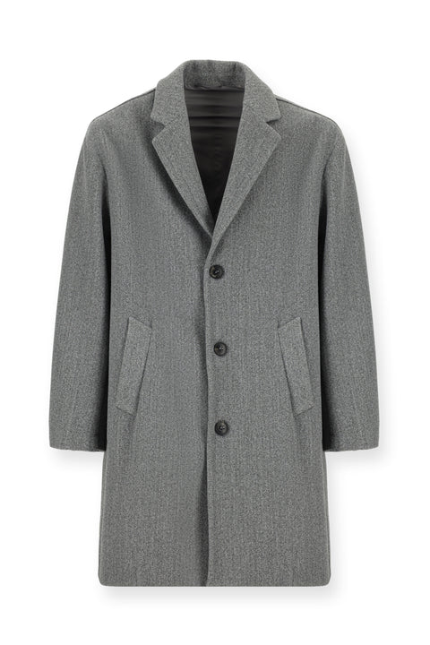 Medium Anthracite Single Lapel Oversized Extra Comfortable Fit Pocketed Button-Up Classic Coat