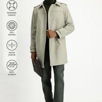 Light Mink Techno-Line Double-Breasted Overcoat & Trench Coat