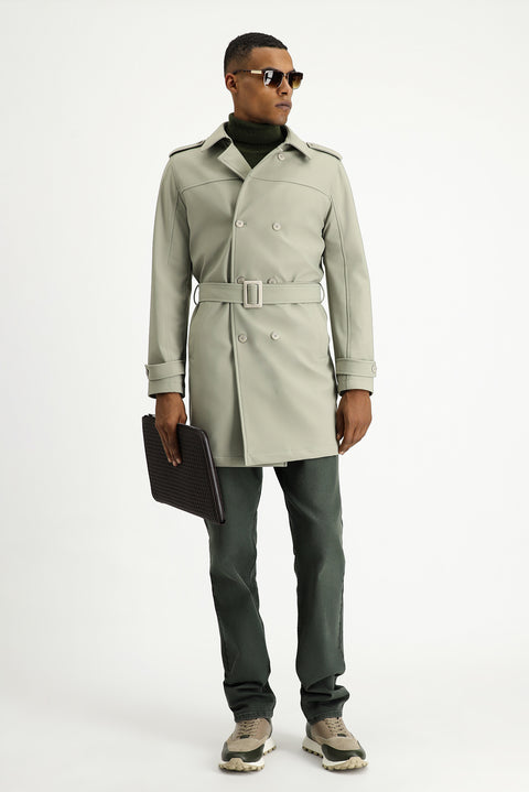 Light Mink Techno-Line Double-Breasted Overcoat & Trench Coat