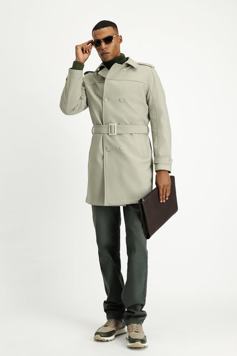 Light Mink Techno-Line Double-Breasted Overcoat & Trench Coat