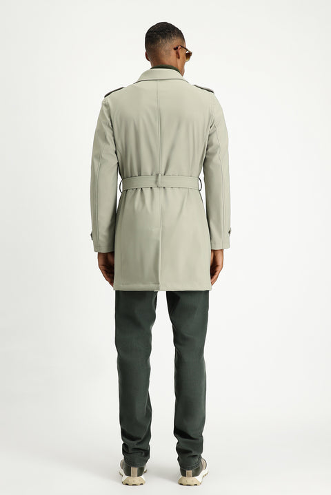 Light Mink Techno-Line Double-Breasted Overcoat & Trench Coat