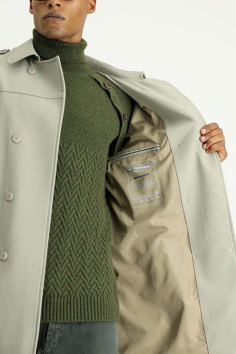 Light Mink Techno-Line Double-Breasted Overcoat & Trench Coat