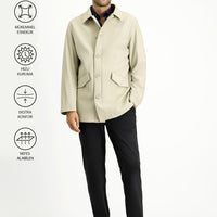 Light Beige Techno-Line Lycra Overcoat & Trench Coat