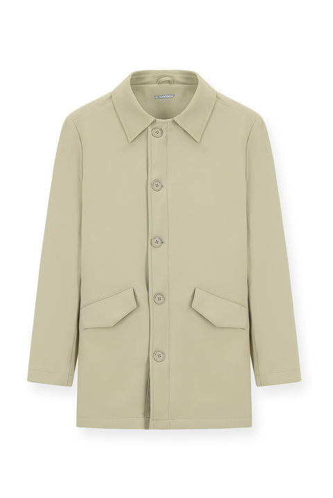 Light Beige Techno-Line Lycra Overcoat & Trench Coat