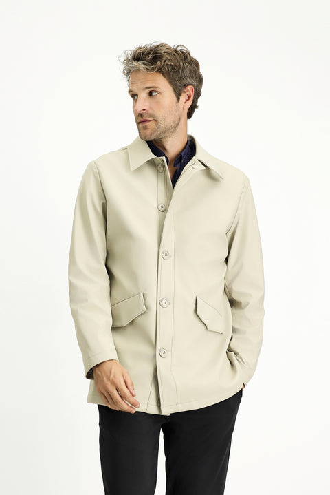 Light Beige Techno-Line Lycra Overcoat & Trench Coat