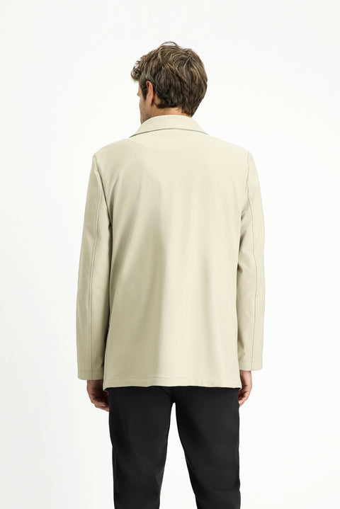 Light Beige Techno-Line Lycra Overcoat & Trench Coat