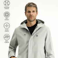 Light Grey Techno-Line Lycra Hooded Trench Coat & Jacket