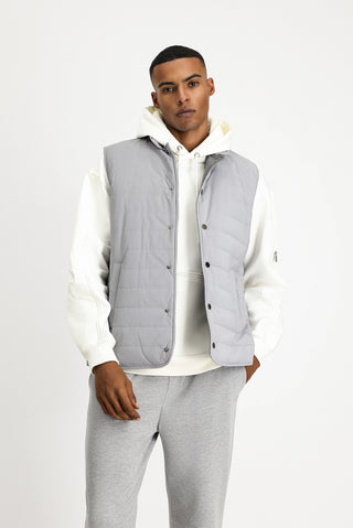  Orta Gri Slim Fit Dar Kesim Dik Yaka Çıtçıtlı Cepli Spor Kapitone Yelek