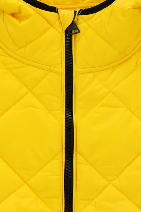Light Yellow Hooded Quilted Sports Vest