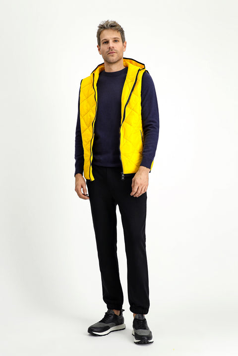 Light Yellow Hooded Quilted Sports Vest