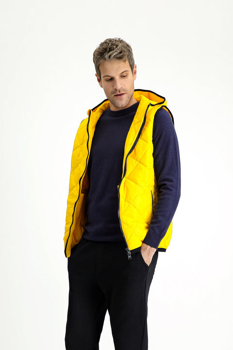 Light Yellow Hooded Quilted Sports Vest