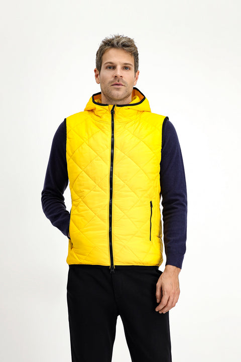 Light Yellow Hooded Quilted Sports Vest