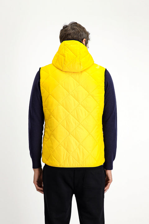 Light Yellow Hooded Quilted Sports Vest