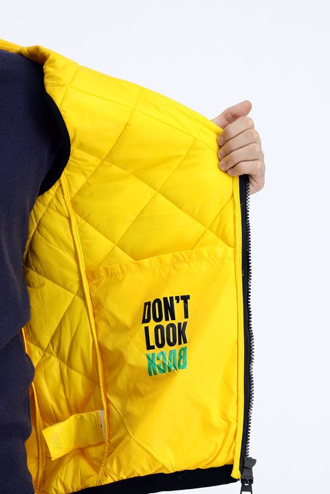 Light Yellow Hooded Quilted Sports Vest