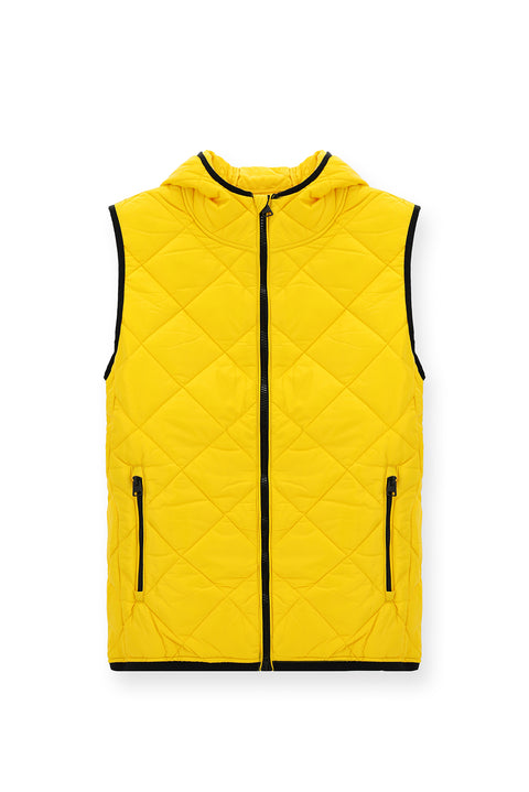 Light Yellow Hooded Quilted Sports Vest