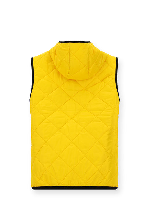 Light Yellow Hooded Quilted Sports Vest