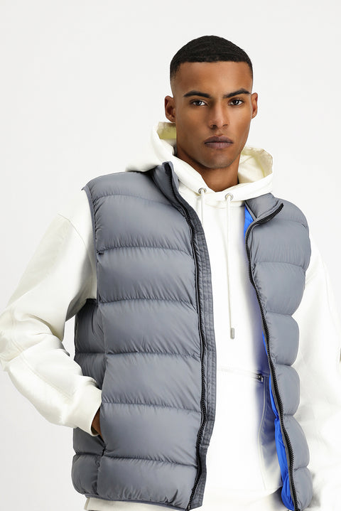Medium Grey Quilted Sports Padded Vest with Bag