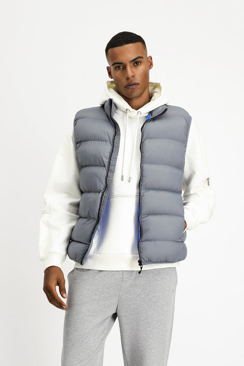 Medium Grey Quilted Sports Padded Vest with Bag