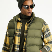 Medium Khaki Quilted Sports Padded Vest with Bag