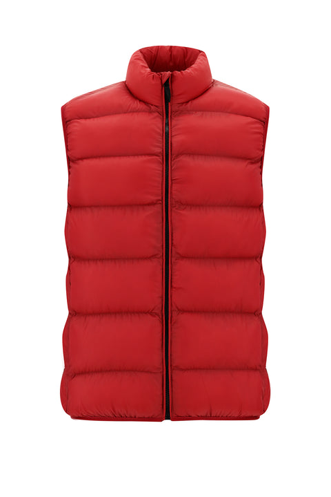 Dark Red Quilted Sports Padded Vest with Bag