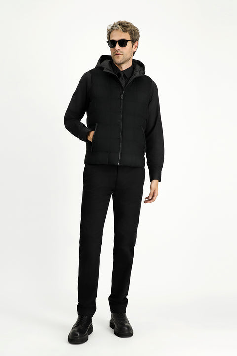 Black Slim Fit Hooded Sports Vest