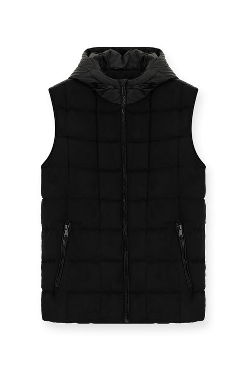 Black Slim Fit Hooded Sports Vest